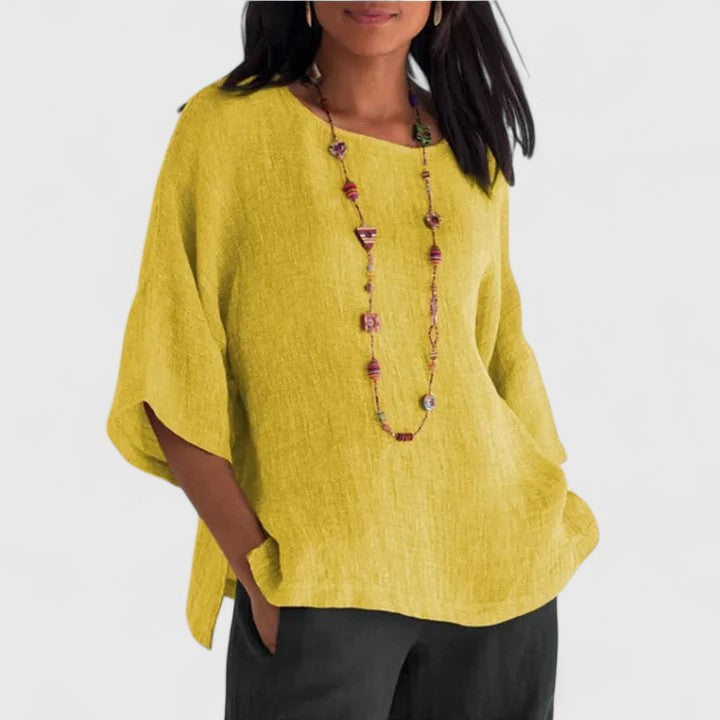 Women's Casual Loose Fit Cotton Linen Summer Blouse