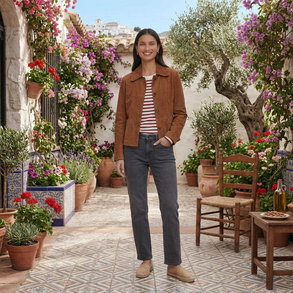 Women's Comfortable Brown Suede Mid-Season Jacket