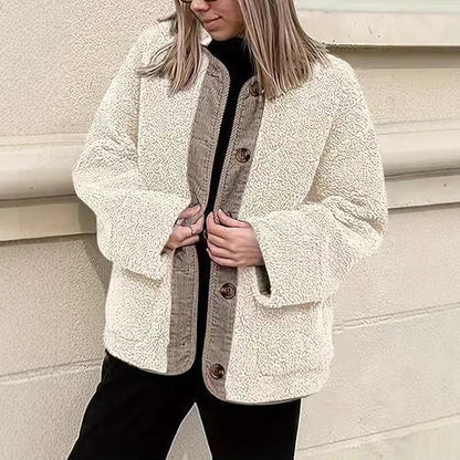 Women's Cropped Oversized Fluffy Teddy Jacket