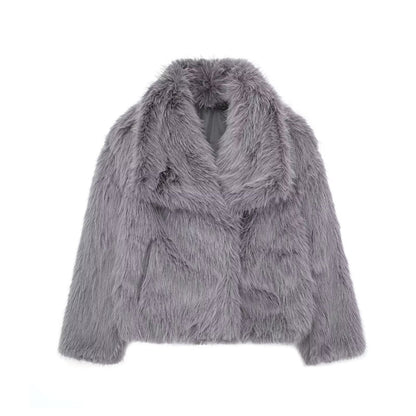 Women's Oversized Cropped Faux Fur Jacket