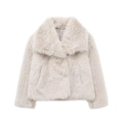 Women's Oversized Cropped Faux Fur Jacket