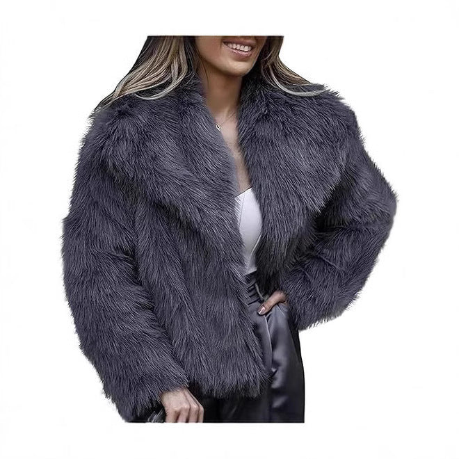 Women's Oversized Cropped Faux Fur Jacket