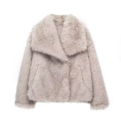 Women's Oversized Cropped Faux Fur Jacket