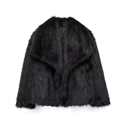 Women's Oversized Cropped Faux Fur Jacket