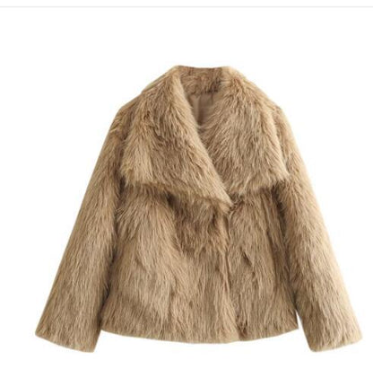 Women's Oversized Cropped Faux Fur Jacket
