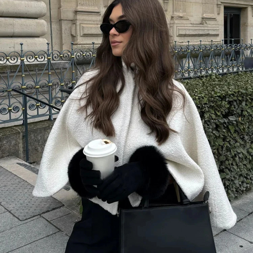 Women's High Collar A Line Cape Jacket