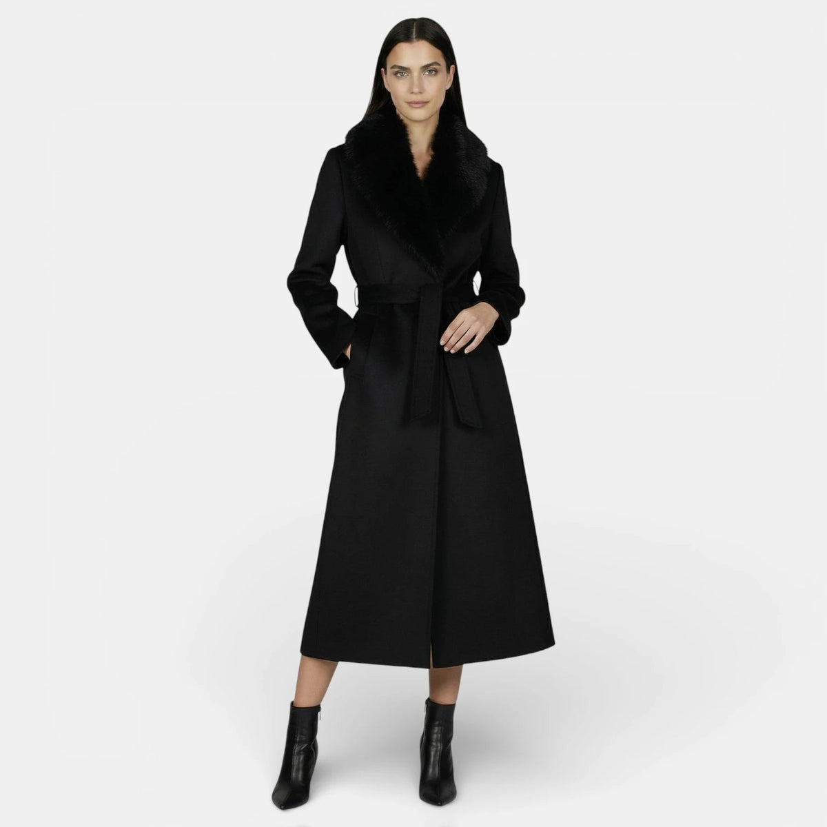 The Luxe Fur-Collar Belted Coat