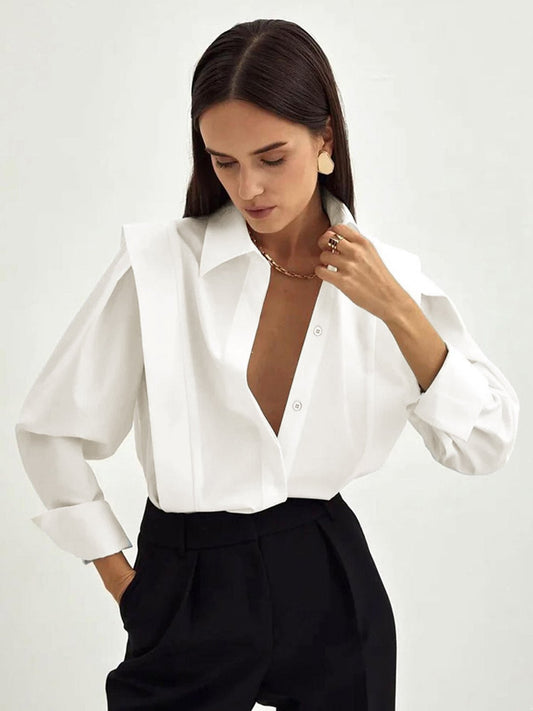 Women's Crisp Cotton Dress Shirt | Tailored Long Sleeve Elegant Top