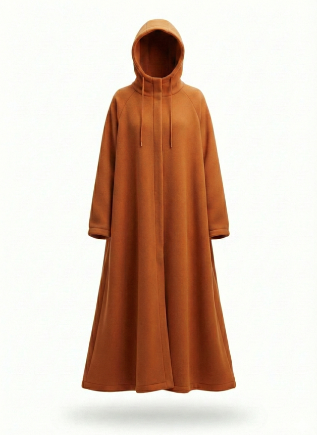 Long Dress with Hooded Neck and Sweatshirt Cut
