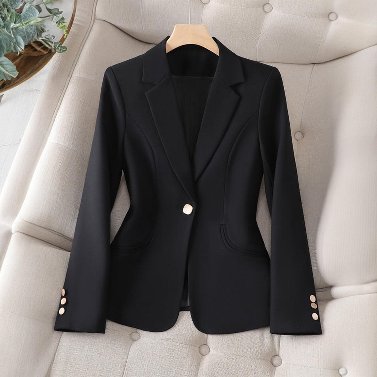 Women's Black Tailored Blazer | Elegant Slim Fit Lapel Jacket
