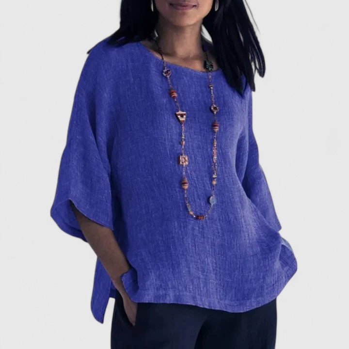 Women's Casual Loose Fit Cotton Linen Summer Blouse