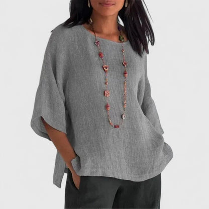 Women's Casual Loose Fit Cotton Linen Summer Blouse