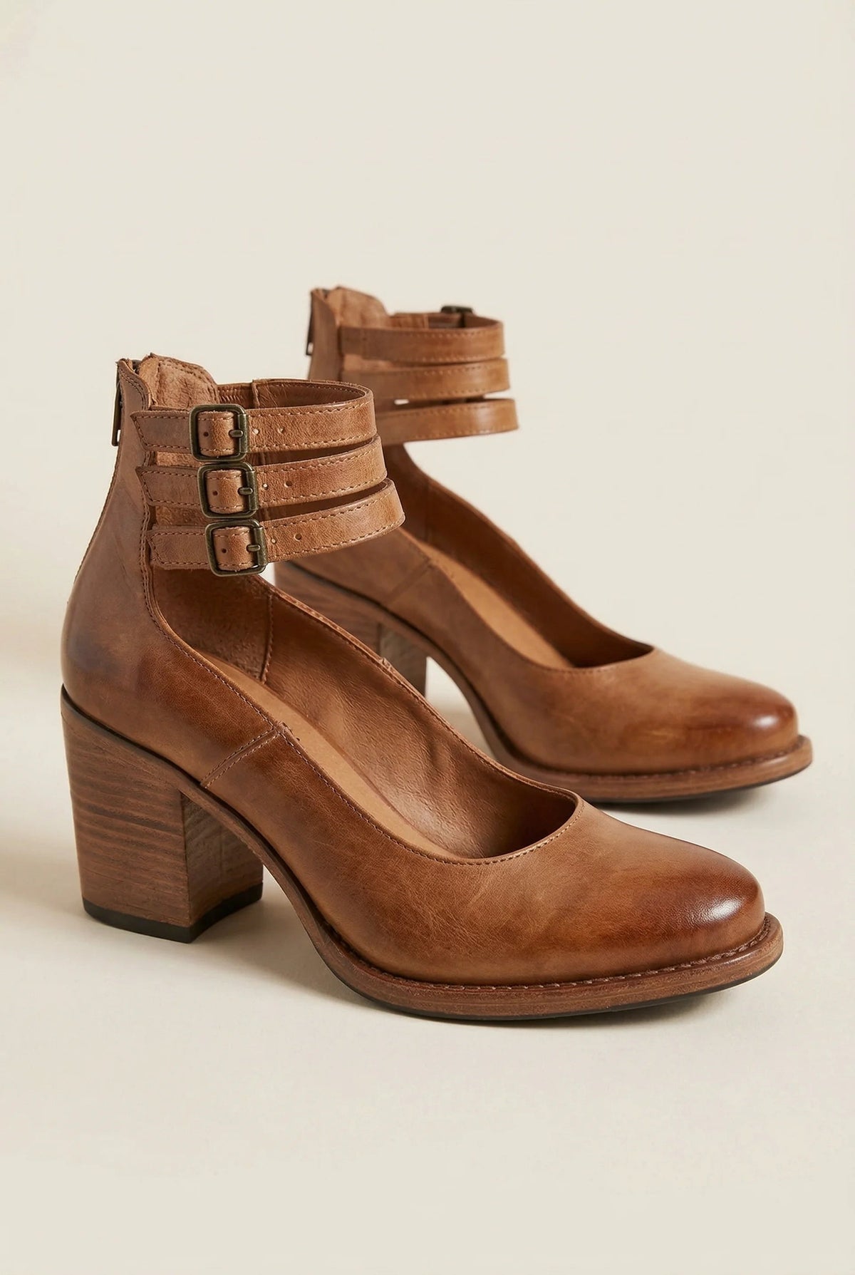 Women's Comfortable Black Heels | Classic Ankle Strap Block Pumps