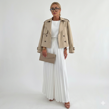 Women's Cropped Double-Breasted Trench Coat