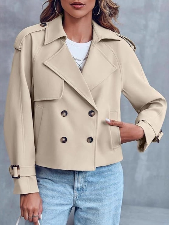 Women's Cropped Double-Breasted Trench Coat