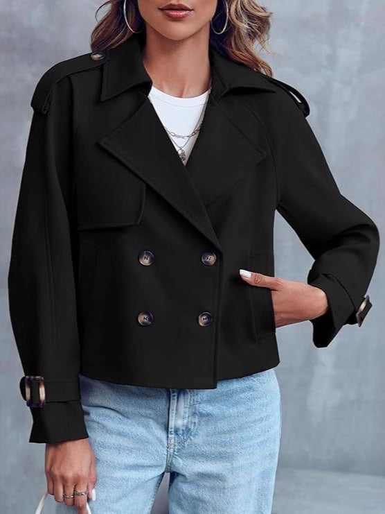 Women's Cropped Double-Breasted Trench Coat