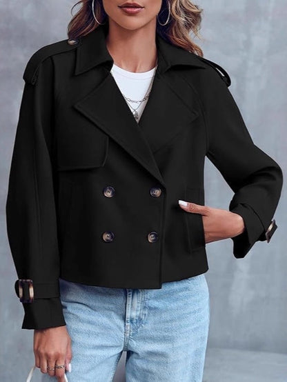 Women's Cropped Double-Breasted Trench Coat