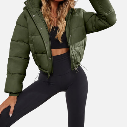 Women's Cropped Quilted Black Puffer Jacket