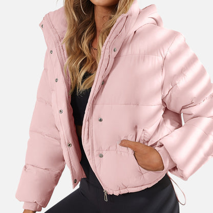 Women's Cropped Quilted Black Puffer Jacket