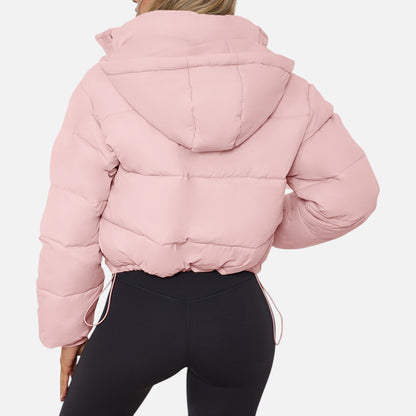 Women's Cropped Quilted Black Puffer Jacket