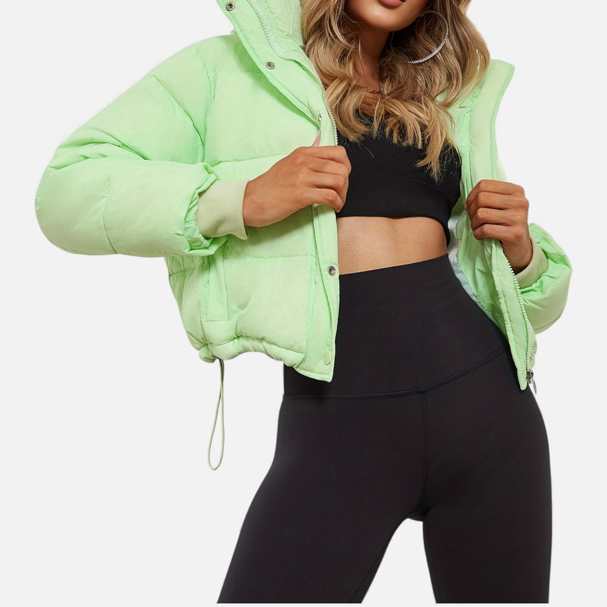 Women's Cropped Quilted Black Puffer Jacket