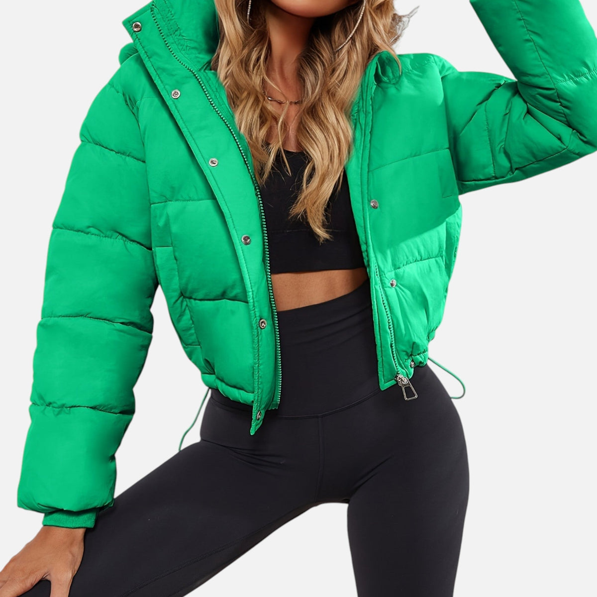 Women's Cropped Quilted Black Puffer Jacket