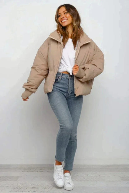 Women's Cropped Quilted Puffer Jacket