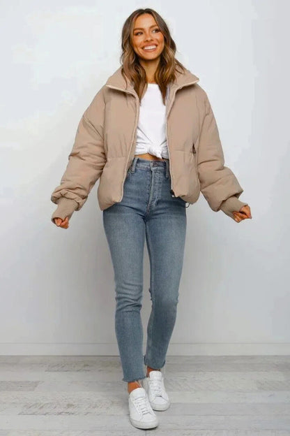 Women's Cropped Quilted Puffer Jacket