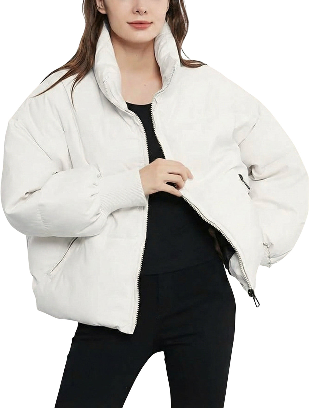 Women's Cropped Quilted Puffer Jacket
