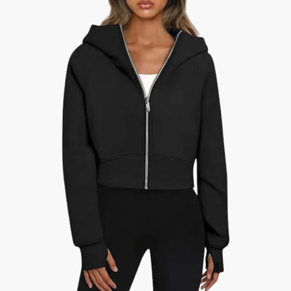Women's Cropped Zip Hoodie Casual Sweatshirt