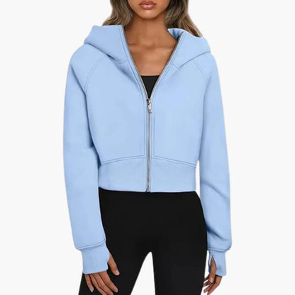 Women's Cropped Zip Hoodie Casual Sweatshirt