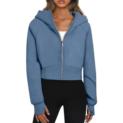 Women's Cropped Zip Hoodie Casual Sweatshirt