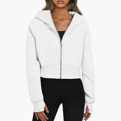 Women's Cropped Zip Hoodie Casual Sweatshirt