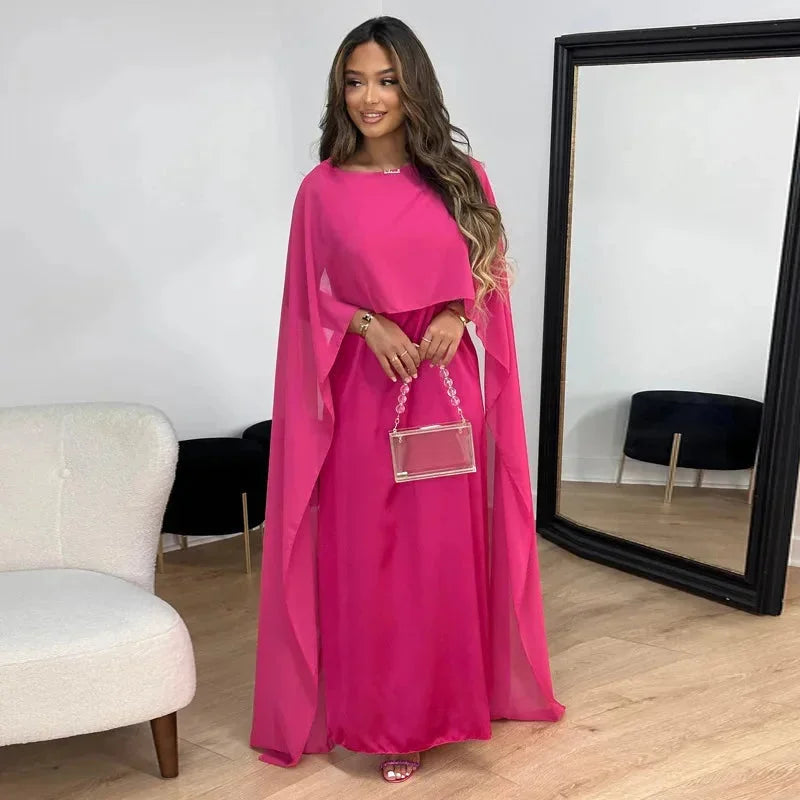Women's Elegant Cape Maxi Dress for Formal Events