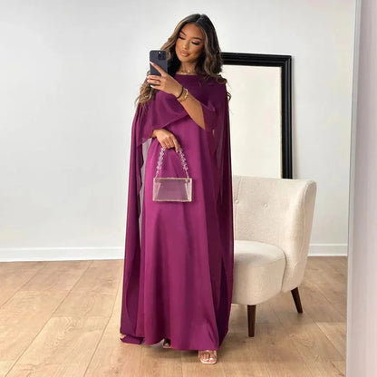 Women's Elegant Cape Maxi Dress for Formal Events
