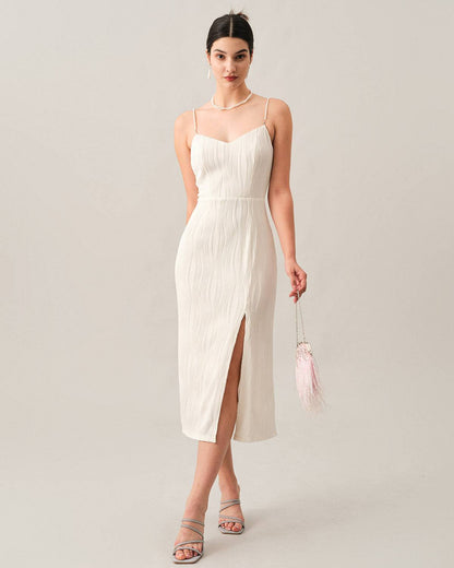 Women's Elegant Midi Dress | Stylish Pearl Strap Design