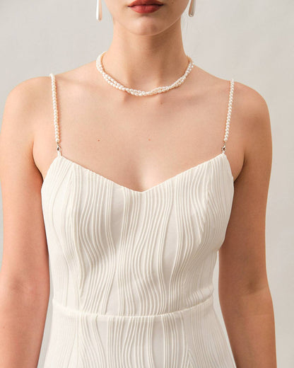 Women's Elegant Midi Dress | Stylish Pearl Strap Design