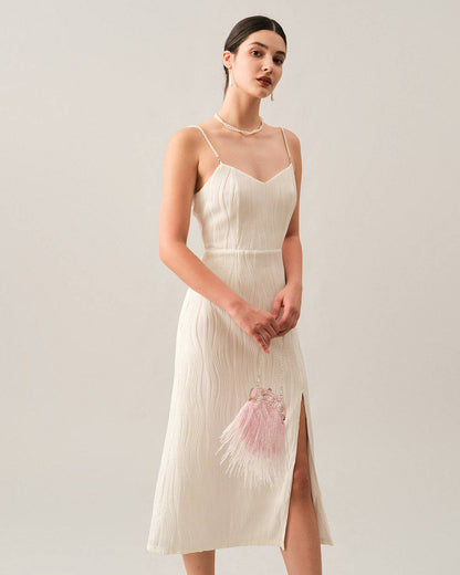 Women's Elegant Midi Dress | Stylish Pearl Strap Design