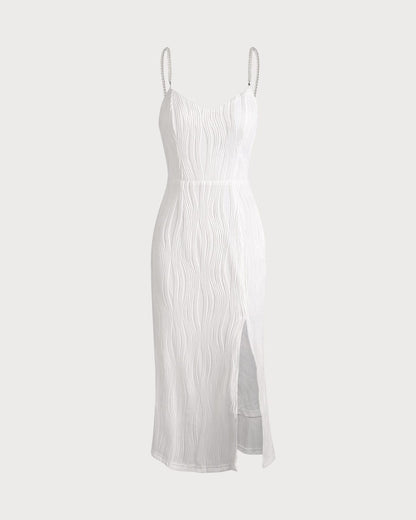 Women's Elegant Midi Dress | Stylish Pearl Strap Design