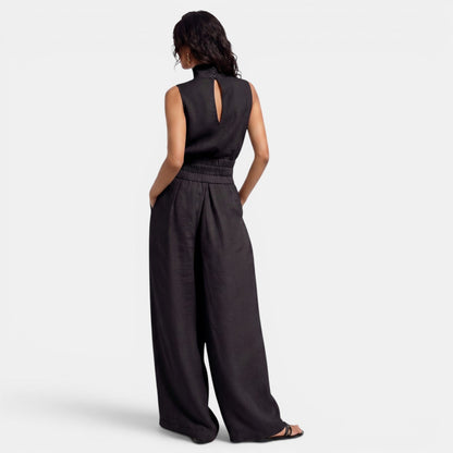 Women's Elegant Sleeveless Cotton Linen Outfit Set