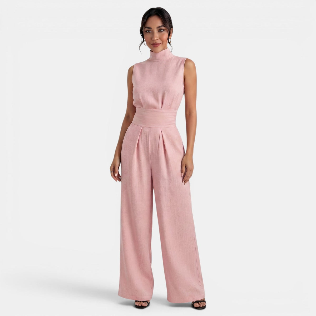 Women's Elegant Sleeveless Cotton Linen Outfit Set