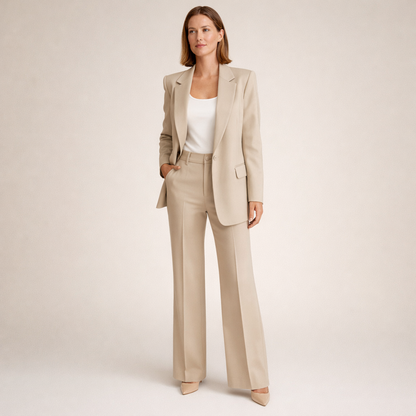 Women's Elegant Slim Fit Flared Trousers Suit