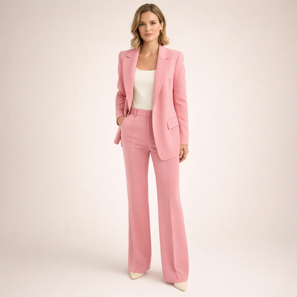 Women's Elegant Slim Fit Flared Trousers Suit