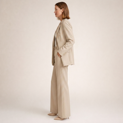 Women's Elegant Slim Fit Flared Trousers Suit