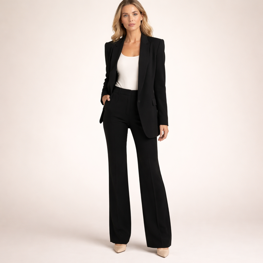 Women's Elegant Slim Fit Flared Trousers Suit