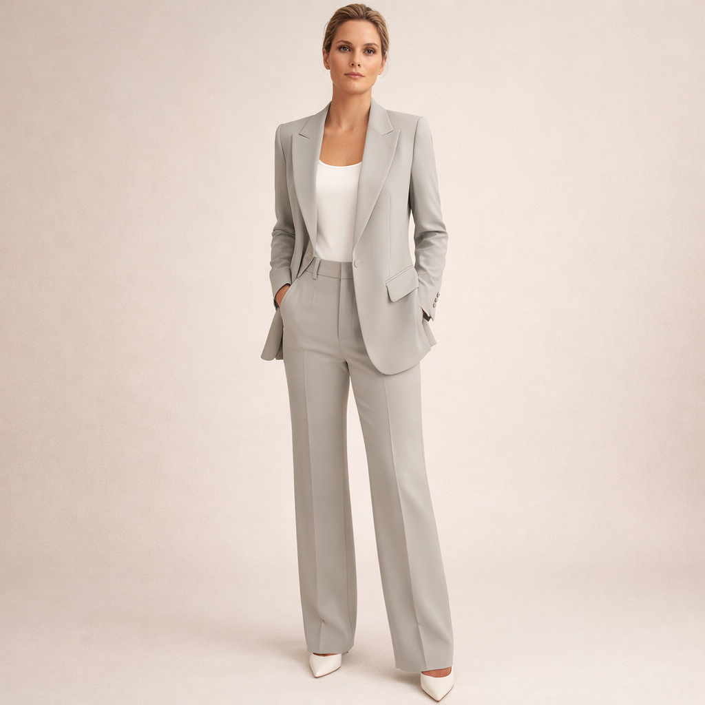Women's Elegant Slim Fit Flared Trousers Suit