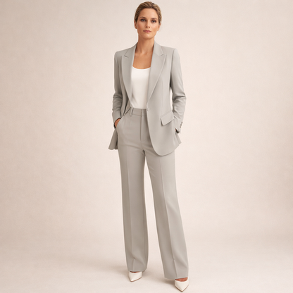 Women's Elegant Slim Fit Flared Trousers Suit