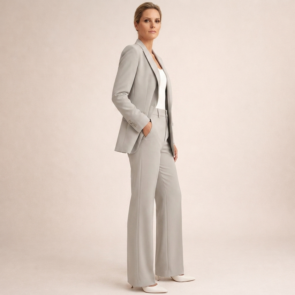 Women's Elegant Slim Fit Flared Trousers Suit