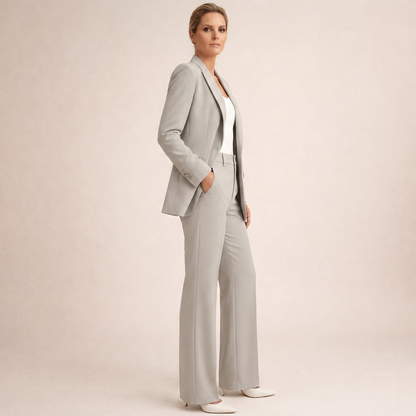 Women's Elegant Slim Fit Flared Trousers Suit