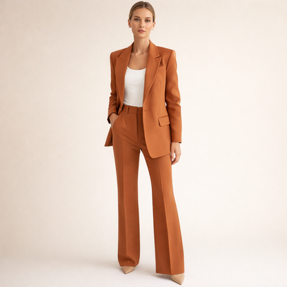 Women's Elegant Slim Fit Flared Trousers Suit